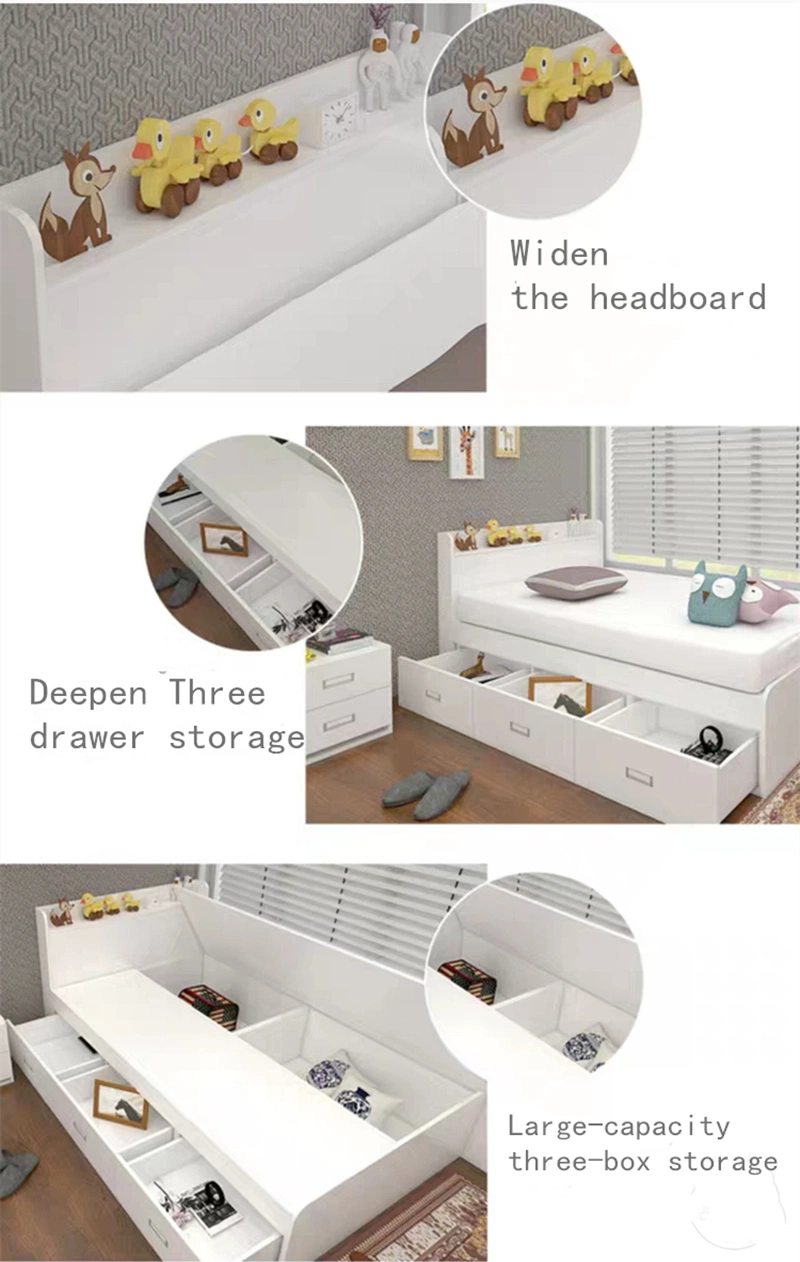 Modern Wooden Design Home Living Room Furniture Bedroom Set Single Sample Bunk Bed with Storage Cabinet