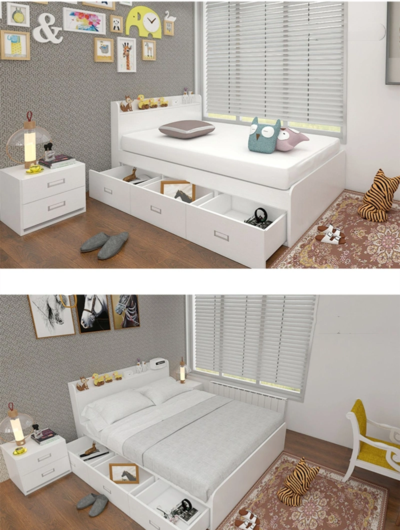 Modern Wooden Design Home Living Room Furniture Bedroom Set Single Sample Bunk Bed with Storage Cabinet